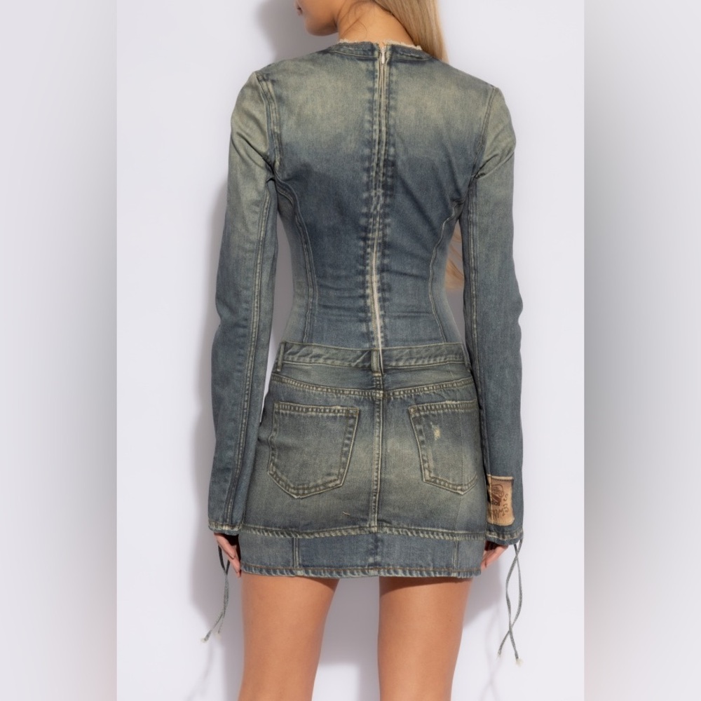 Edgy Denim-Look Dress Casual Party Mini - Picture 9 of 13